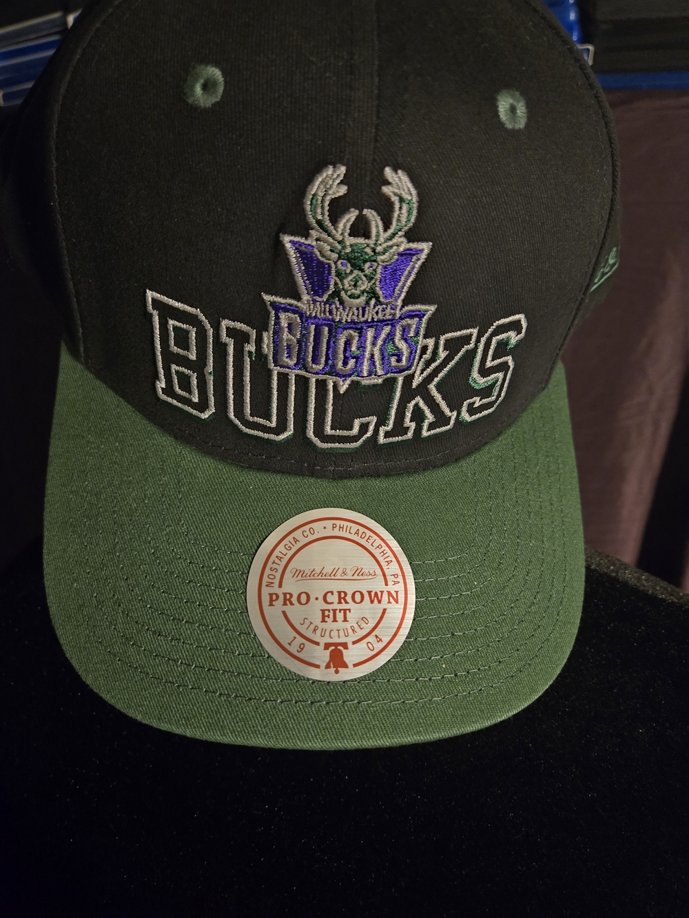 Milwaukee Bucks Mitchell & Ness Two-Tone Snapback Hat - Black & Green